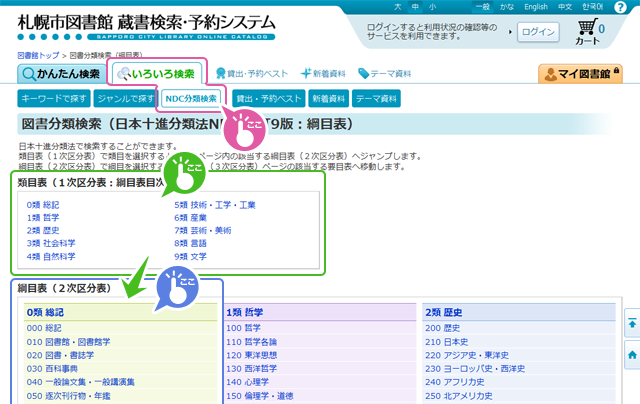 NDC（日本十進分類法）で探す１